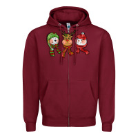 Burgundy christmas reindeer polar bear snowman Zipper Hoodie - CowGirlArtShop