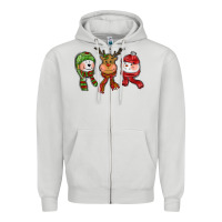 Dove Grey christmas reindeer polar bear snowman Zipper Hoodie - CowGirlArtShop
