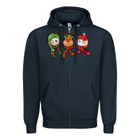 Christmas Reindeer Polar Bear Snowman Zipper Hoodie | Teevron
