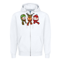 White christmas reindeer polar bear snowman Zipper Hoodie - CowGirlArtShop