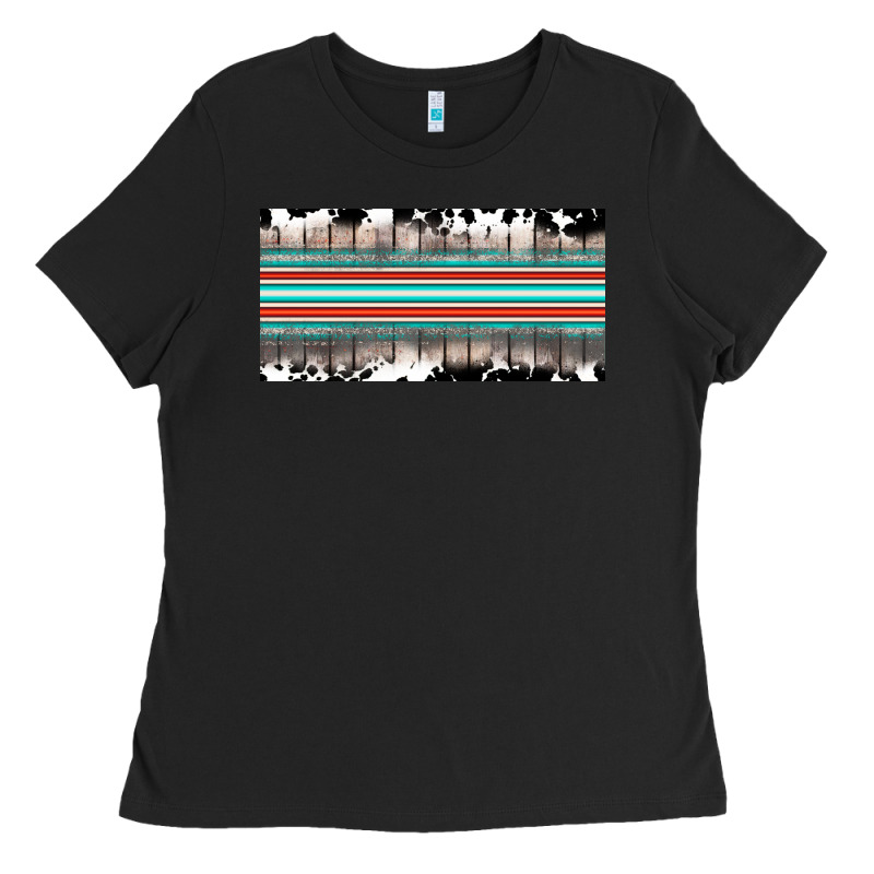 Western Cowhide Serape Sunflower Mama License Plate Ladies Tee by BarkalooDesign | Teevron