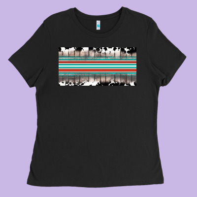 Western Cowhide Serape Sunflower Mama License Plate Ladies Tee Designed By Barkaloodesign