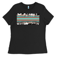 Black western cowhide serape sunflower mama license plate Ladies Tee - BarkalooDesign