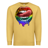 Antique Gold rainbow lips pride Premium Sweatshirt - FaDigitalArtStudio