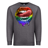 Charcoal Heather rainbow lips pride Premium Sweatshirt - FaDigitalArtStudio