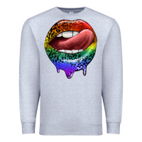 Heather Grey rainbow lips pride Premium Sweatshirt - FaDigitalArtStudio