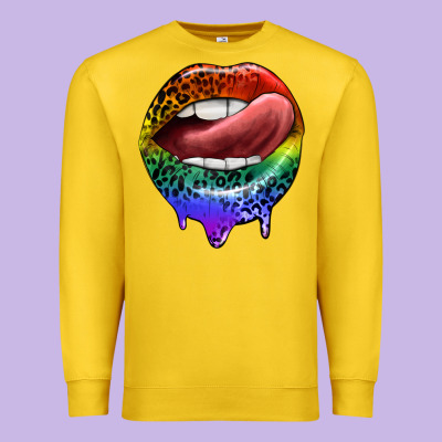 Rainbow Lips Pride Premium Sweatshirt Designed By Fadigitalartstudio