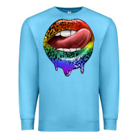 Ocean Blue rainbow lips pride Premium Sweatshirt - FaDigitalArtStudio