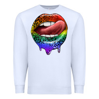 White rainbow lips pride Premium Sweatshirt - FaDigitalArtStudio
