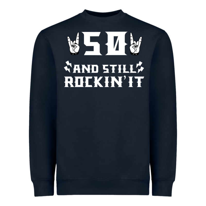 50 Birthday Rock Whitw Heavyweight Sweatshirt by Bettercallsaul | Teevron