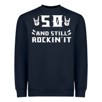 Navy 50 birthday rock whitw Heavyweight Sweatshirt - Bettercallsaul