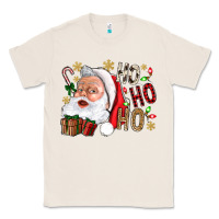 Natural Santa Ho Ho Ho With Gift Box Classic Tee - BundleAndBundleShop