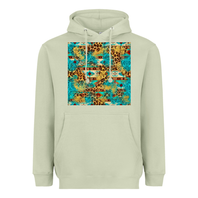 Western Aztec Leopard Glitter Seamless Pattern Heavyweight Hoodie by FaDigitalArtStudio | Teevron