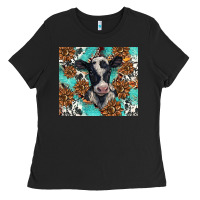 Black western black and white cow Ladies Tee - BarkalooDesign
