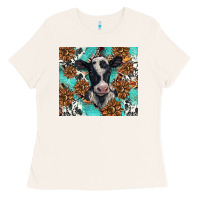 Bone western black and white cow Ladies Tee - BarkalooDesign