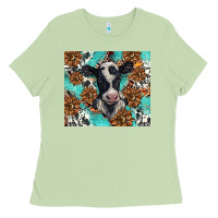Matcha western black and white cow Ladies Tee - BarkalooDesign