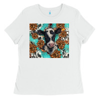White western black and white cow Ladies Tee - BarkalooDesign
