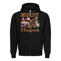 Black merry christmas trees Zipper Hoodie - CowGirlArtShop