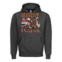 Charcoal Heather merry christmas trees Zipper Hoodie - CowGirlArtShop