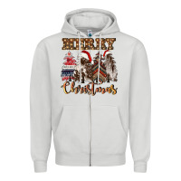 Dove Grey merry christmas trees Zipper Hoodie - CowGirlArtShop