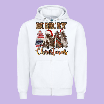 Merry Christmas Trees Zipper Hoodie Designed By Cowgirlartshop