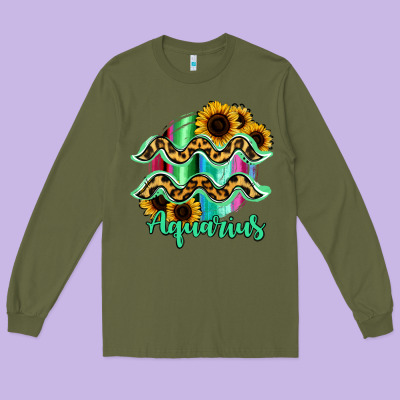 Aquarius Zodiac Long Sleeve Tee Designed By Bettercallsaul
