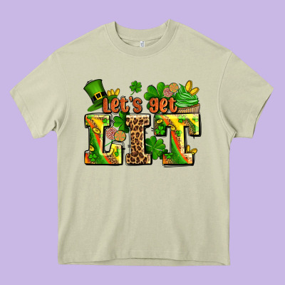 St Patricks Lets Get Lit Heavy Core Tee Designed By Adodesignshop