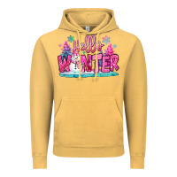 Vintage Mustard hello winter pink snowman Vintage Hoodie - MaliasSmallBusiness