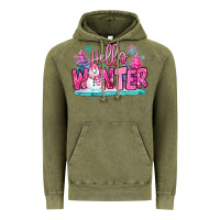 Vintage Olive hello winter pink snowman Vintage Hoodie - MaliasSmallBusiness