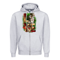 Heather Grey love snowman gnome Zipper Hoodie - CowGirlArtShop