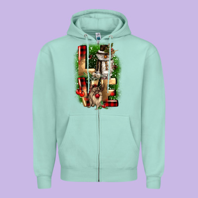 Love Snowman Gnome Zipper Hoodie Designed By Cowgirlartshop