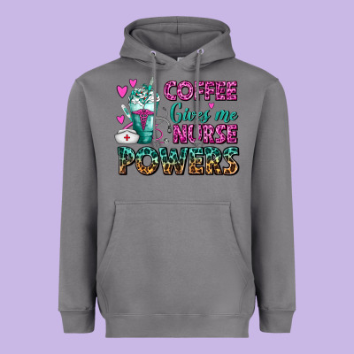Coffee Gives Me Nurse Powers Heavyweight Hoodie Designed By Fadigitalartstudio
