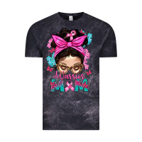 Cloud Black Warrior Mom Messy Bun With Flowers Vintage Tee - BundleAndBundleShop