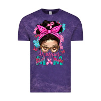 Cloud Purple Warrior Mom Messy Bun With Flowers Vintage Tee - BundleAndBundleShop