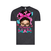 Vintage Black Warrior Mom Messy Bun With Flowers Vintage Tee - BundleAndBundleShop