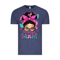 Vintage Denim Warrior Mom Messy Bun With Flowers Vintage Tee - BundleAndBundleShop