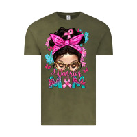 Vintage Olive Warrior Mom Messy Bun With Flowers Vintage Tee - BundleAndBundleShop