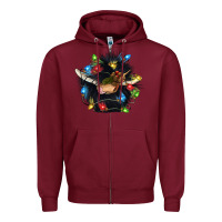 Burgundy christmas black angus gnome Zipper Hoodie - CowGirlArtShop