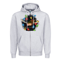 Heather Grey christmas black angus gnome Zipper Hoodie - CowGirlArtShop
