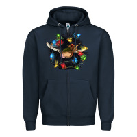 Navy christmas black angus gnome Zipper Hoodie - CowGirlArtShop