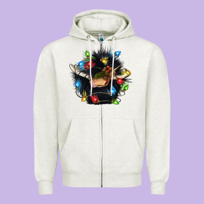 Christmas Black Angus Gnome Zipper Hoodie Designed By Cowgirlartshop