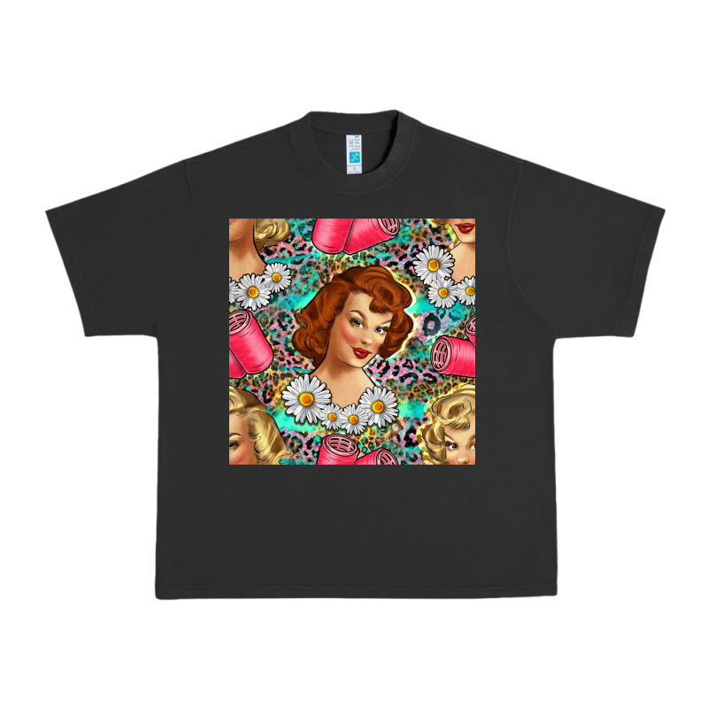 Hairdresser Western Girl And Hair Curler Seamless Pattern Bbs Urban Heavy Tee by BundleAndBundleShop | Teevron