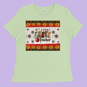Very Merry Teacher Ladies Tee Designed By Jasminsmagicworld