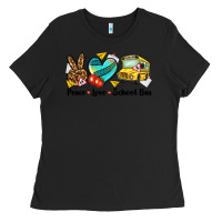 Black peace love school bus Ladies Tee - NancyCooperArtShop