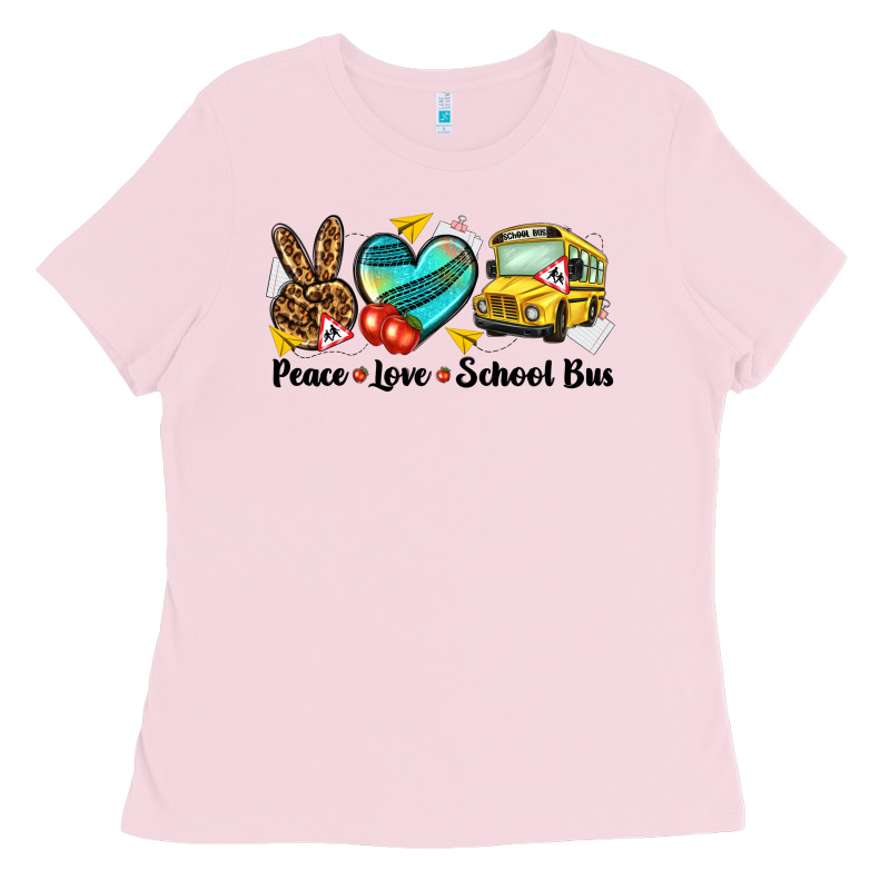 Peace Love School Bus Ladies Tee by NancyCooperArtShop | Teevron