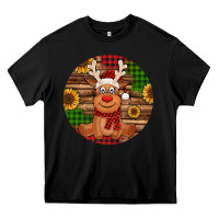 Black Cute reindeer Christmas Heavy Core Tee - Jasminsmagicworld