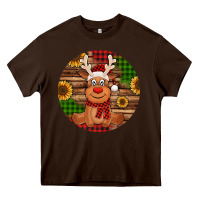 Chocolate Brown Cute reindeer Christmas Heavy Core Tee - Jasminsmagicworld