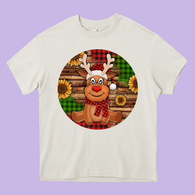 Cute Reindeer Christmas Heavy Core Tee Designed By Jasminsmagicworld