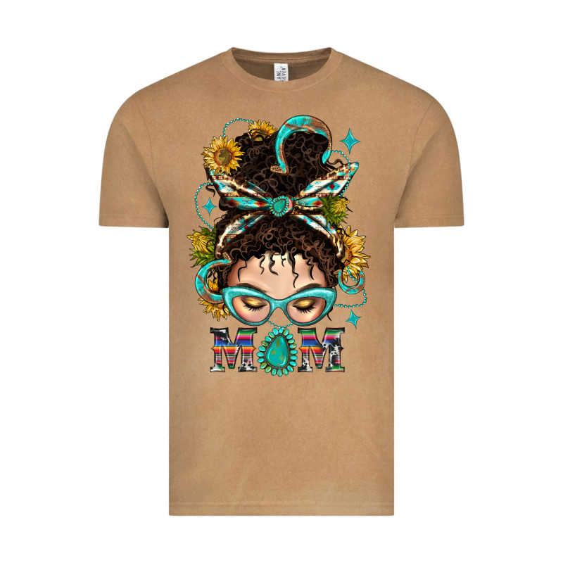 Western Messy Bun Mom With Sunflower Vintage Tee by BundleAndBundleShop | Teevron