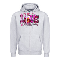 Heather Grey love christmas pink Zipper Hoodie - CowGirlArtShop